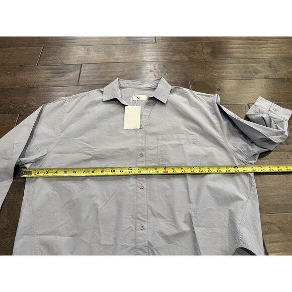 MOIA Womens SkyBlue V Box Shirt Button Up Long Sleeve One Size Shirt NWT $148 - Picture 9 of 9